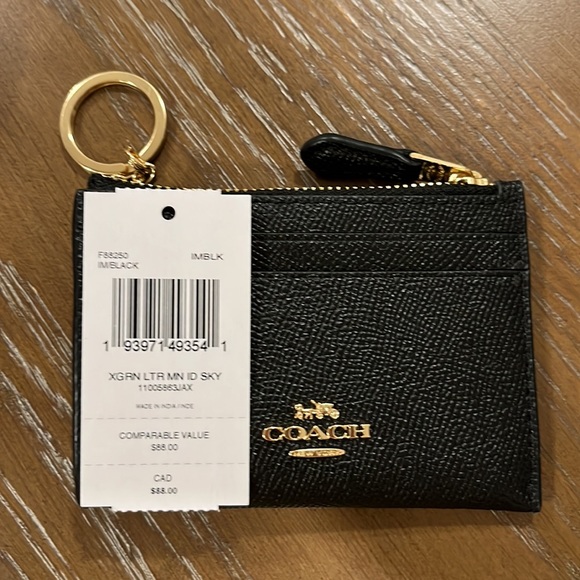 COACH Mini Skinny ID Case Card Coin Key Slit Wallet F88250 BLACK - Picture 6 of 12